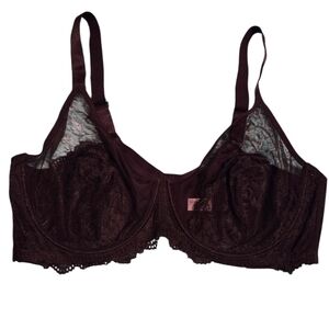 NWT SheCurve Black Comfort Unlined Lace Underwire Size 42E